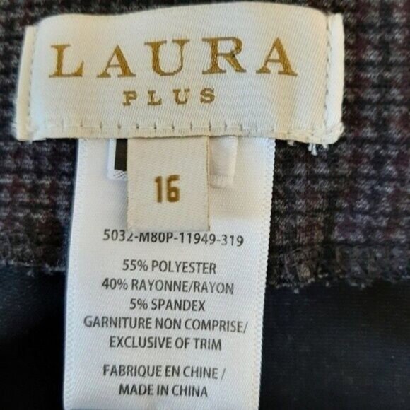 LAURA Pull-on Dress Crop Pants Subtle Check Pattern PLUS Sz 16 - Picture 10 of 10